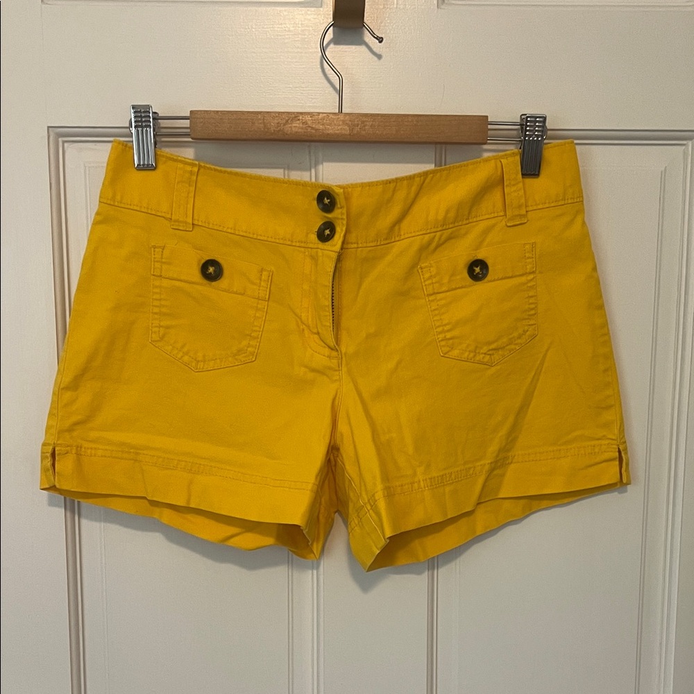 New York & Company Bright Yellow Women's Bermuda Shorts